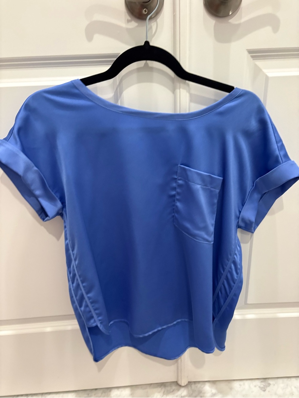 LOFT Blue Satin Pocket Tee